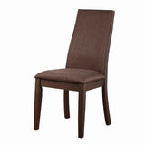 Espresso Brown Wood Dining Chairs Set, Cocoa Upholstery, Comfort Padding - Set of 2