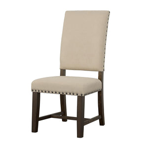 English Elm Beige Ayers Upholstered Side Chairs Set of 2 – High-Back Parsons, Nailhead Trim, Smokey Black Frame, Durable Hardwood B062P153669
