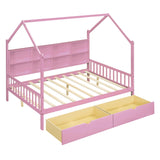 Hearth and Haven Wooden Full Size House Bed with 2 Drawers, Kids Bed with Storage Shelf WF301459AAH WF301459AAH