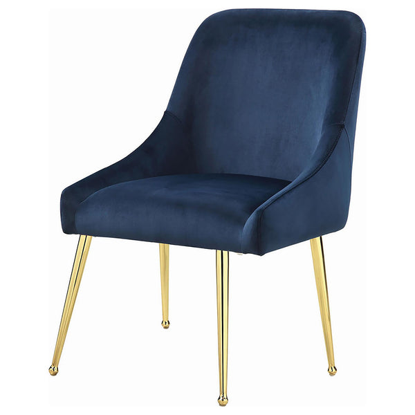 English Elm Dark Ink Blue Walmer Wingback Dining Chairs Set of 2 with Gold Brass Frame, Plush Upholstery & Handles B062P153694