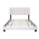 Hearth and Haven White Queen Size Upholstered Bed Frame with Adjustable Headboard, Chenille Fabric, Clean White Style Modern Popular Style Suitable For Any Room Designs W1867P143808