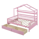 Hearth and Haven Wooden Full Size House Bed with 2 Drawers, Kids Bed with Storage Shelf WF308873AAH WF308873AAH