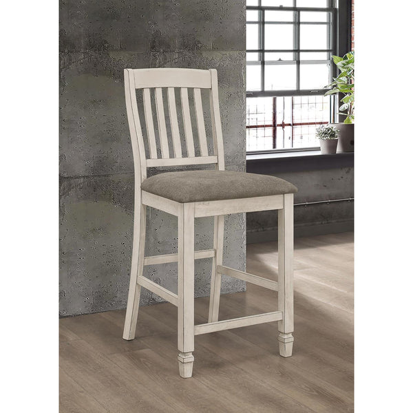 English Elm Nutmeg Rustic Cream Counter Height Chairs Set of 2 with Fossil Grey Upholstered Seats, Farmhouse Charm B062P153683