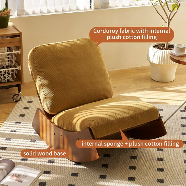 English Elm Comfortable Corduroy Glider Rocking Chair Solid Wood Frame Nursery and Bedroom Accent W2105P480685