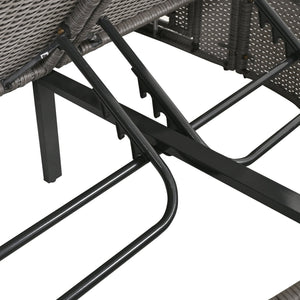 English Elm TOPMAX Outdoor Sun Bed Double Daybed with PE Rattan, 3-Position Recline, Thick Cushions & Trays Gray SP100015AAE