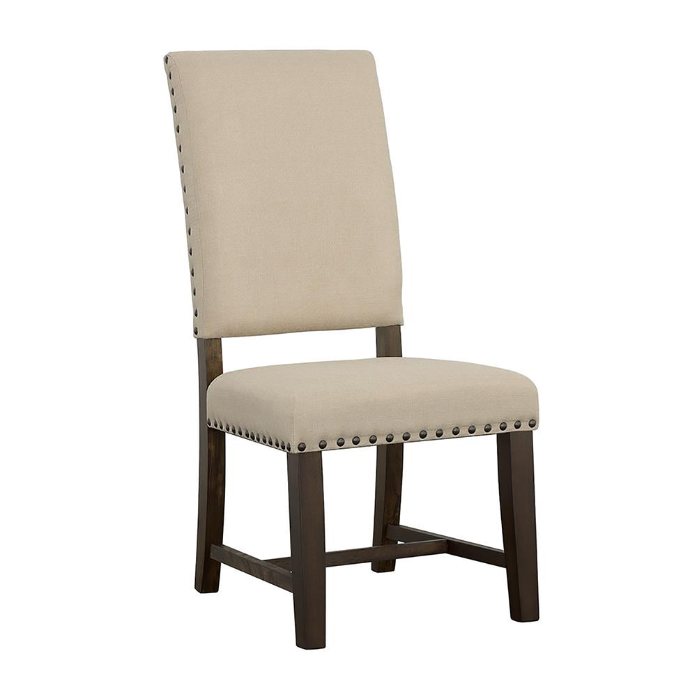 English Elm Beige Ayers Upholstered Side Chairs Set of 2 – High-Back Parsons, Nailhead Trim, Smokey Black Frame, Durable Hardwood B062P153669