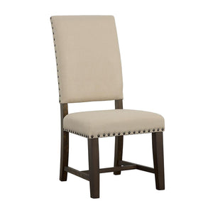 English Elm Beige Ayers Upholstered Side Chairs Set of 2 – High-Back Parsons, Nailhead Trim, Smokey Black Frame, Durable Hardwood B062P153669