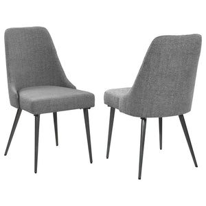English Elm Grey Mid-Century Side Chairs Set of 2 - Gunmetal Tapered Legs, Grey Woven Fabric, Comfort-Curve Retro Chic B062P153680