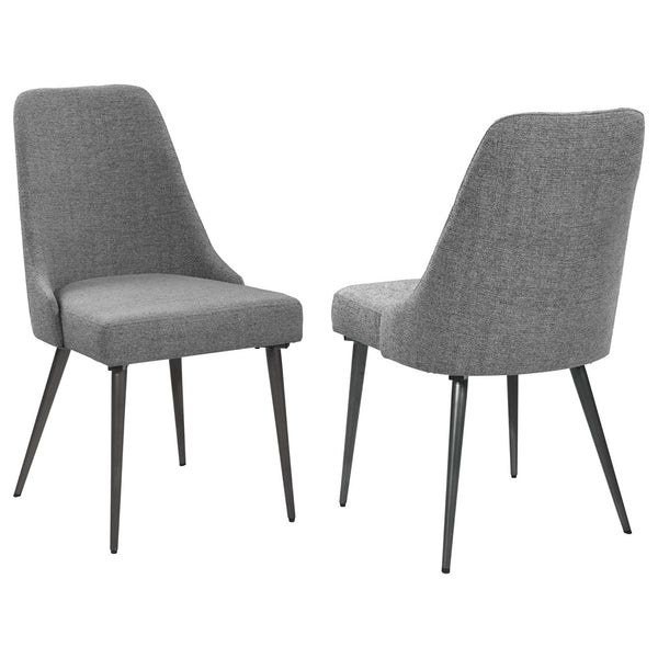 English Elm Grey Mid-Century Side Chairs Set of 2 - Gunmetal Tapered Legs, Grey Woven Fabric, Comfort-Curve Retro Chic B062P153680