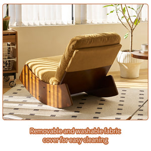 English Elm Comfortable Corduroy Glider Rocking Chair Solid Wood Frame Nursery and Bedroom Accent W2105P480685