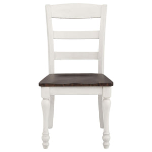 English Elm Dark Cocoa Dual-Tone Ladder Back Side Chair Set of 2 — Solid Wood, Saddle Seat, Turned Legs, Farmhouse Charm B062P153703