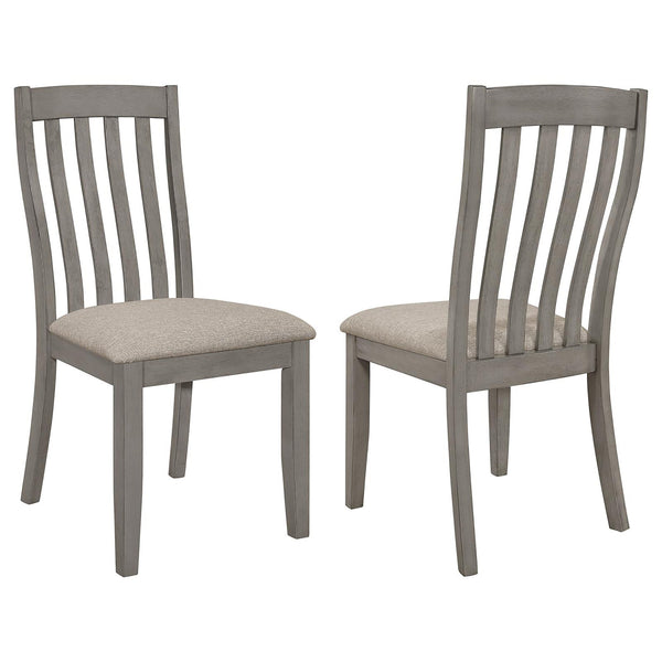English Elm Grey Padded Side Chair Set of 2 – Coastal Grey Finish, Beige Upholstery, Curved Asian Hardwood Design B062P153692