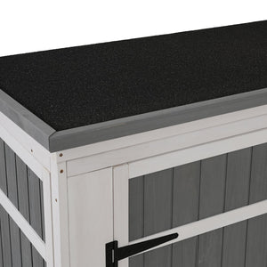 English Elm TOPMAX Outdoor 5.5ft Wood Storage Shed Cabinet with Waterproof Asphalt Roof, Lockable Doors, Sturdy White+gray SP100016AAE