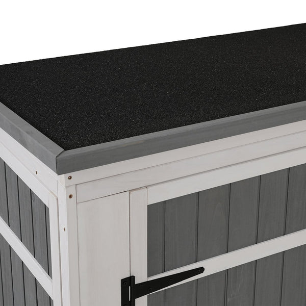 English Elm TOPMAX Outdoor 5.5ft Wood Storage Shed Cabinet with Waterproof Asphalt Roof, Lockable Doors, Sturdy White+gray SP100016AAE