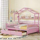 Hearth and Haven Wooden Full Size House Bed with 2 Drawers, Kids Bed with Storage Shelf WF308873AAH WF308873AAH