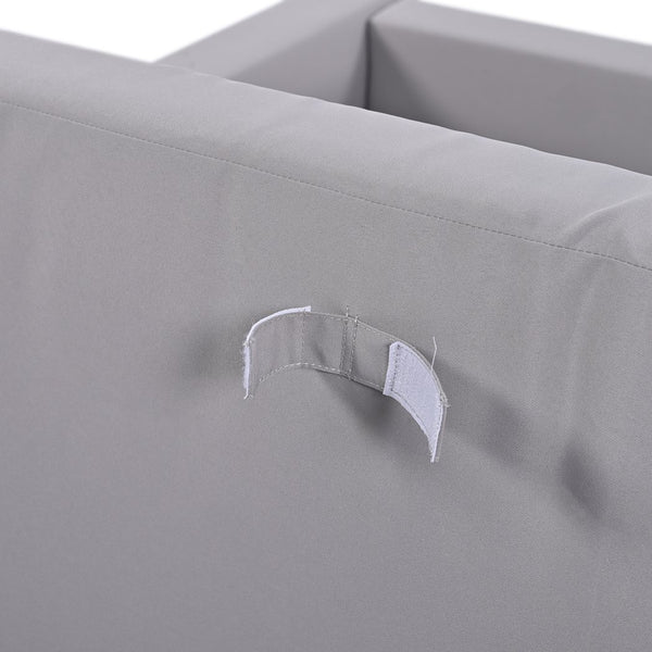 English Elm TOPMAX Modern Outdoor Daybed 2-in-1 Convertible Patio Chaise with Acacia Wood Side Tables, Washable Cushions, Sturdy Iron Frame Gray SP100013AAE