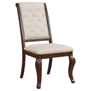 English Elm Cream Tufted Dining Chair Set Of 2 - Elegant Antique Java Finish, Plush Upholstery & Nailhead Trim B062P153690