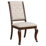 Set of 2 Tufted Back Dining Chairs in Cream/Antique Java - Elegant, Comfortable, Stylish - 22