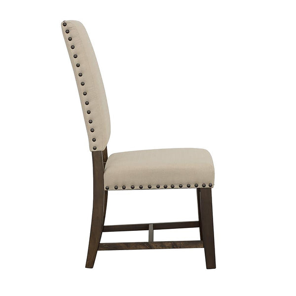 English Elm Beige Ayers Upholstered Side Chairs Set of 2 – High-Back Parsons, Nailhead Trim, Smokey Black Frame, Durable Hardwood B062P153669