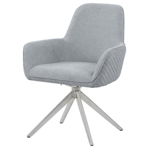 English Elm Light Grey Flare Arm Side Chair with Diamond Tufting, Deep Seat & Chrome Tapered Legs, Swivel Chic B062P153684
