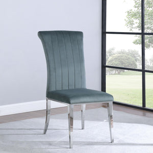 English Elm Dark Grey Luxe Tufted Side Chair Set of 2 — Chrome Legs, High-Back Velvet Dining Chairs for Glam Interiors (41"H) B062P153679