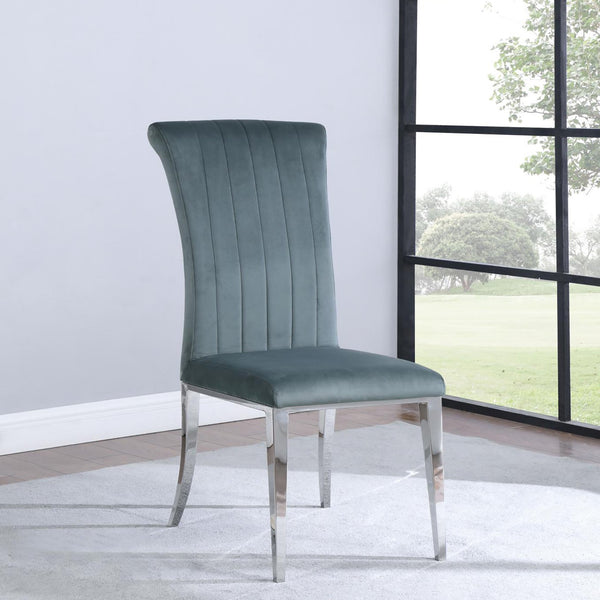 English Elm Dark Grey Luxe Tufted Side Chair Set of 2 — Chrome Legs, High-Back Velvet Dining Chairs for Glam Interiors (41"H) B062P153679