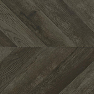 English Elm Rustic Modern Grey Herringbone Writing Desk with Chrome Accents — Durable Metal Frame, Sleek Office Style B062P153674