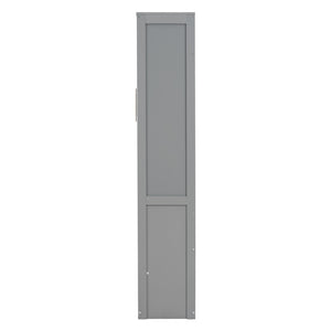 English Elm Full Size Murphy Wall Bed with Integrated Shelving Unit for Studio or Guest Room Gray LP000696AAE-1