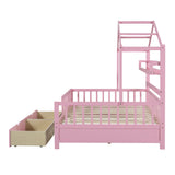 Hearth and Haven Wooden Full Size House Bed with 2 Drawers, Kids Bed with Storage Shelf WF308873AAH WF308873AAH