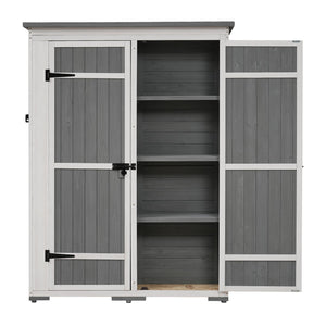 English Elm TOPMAX Outdoor 5.5ft Wood Storage Shed Cabinet with Waterproof Asphalt Roof, Lockable Doors, Sturdy White+gray SP100016AAE