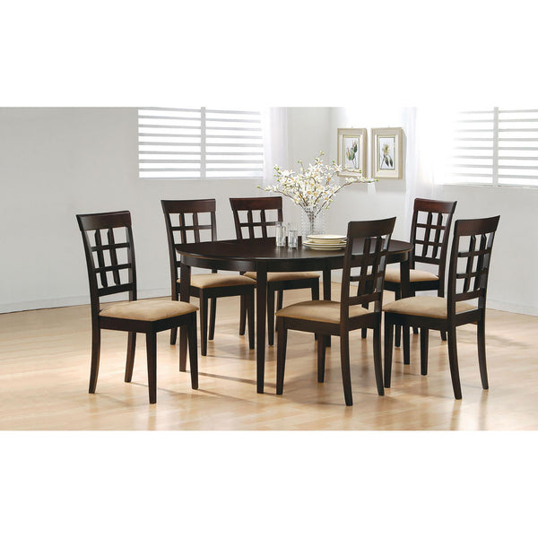 English Elm Cappuccino Elegant Beige Lattice Back Dining Chairs Set of 2 — Upholstered Comfort, Versatile Style B062P153673