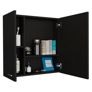 English Elm Kenya Medicine Cabinet with Mirror and Double Doors, 4 Interior Shelves for Organized Storage Black 28 L x 21 W x 5 H B128P148726