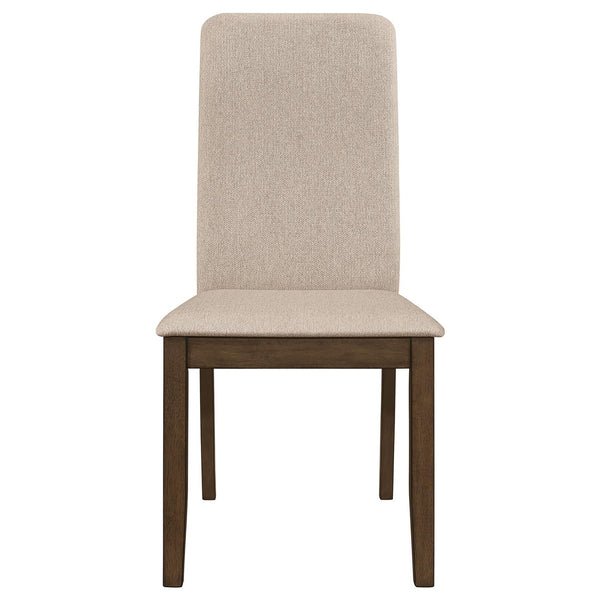 English Elm Latte Padded Side Chairs (Set of 2) — Medium Walnut Frame, High Back Comfort, Latte Twill Fabric Upholstery and Curved Legs for Dining Elegance B062P153697
