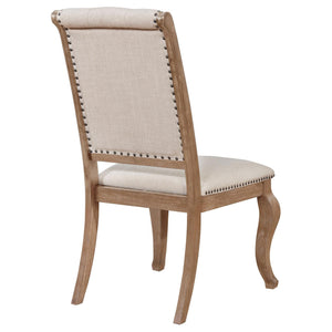 English Elm Cream Tufted Dining Chair Set Of 2 - Rustic Elegance With Barley Brown Frame & Nailhead Trim B062P153696