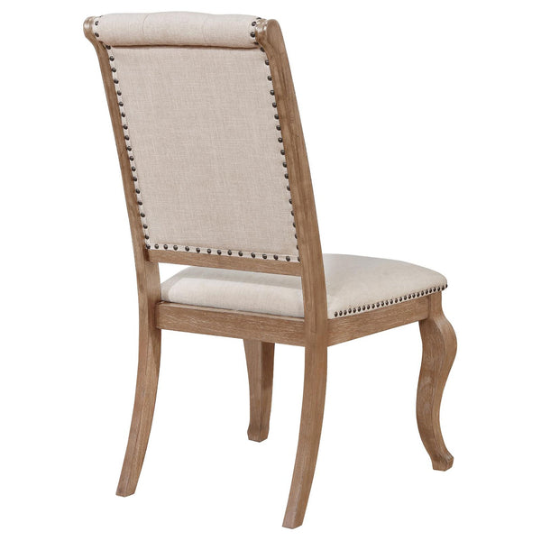 English Elm Cream Tufted Dining Chair Set Of 2 - Rustic Elegance With Barley Brown Frame & Nailhead Trim B062P153696