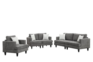 English Elm Callaway Three Piece Chenille Living Room Sofa Set with Tapered Legs and Throw Pillows B061S00801