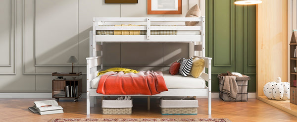 English Elm Wood Twin Xl Over Queen Bunk Bed With Ladder - Space-Saving, Sturdy, And Stylish Design For Kids GX000446AAK-GIGA