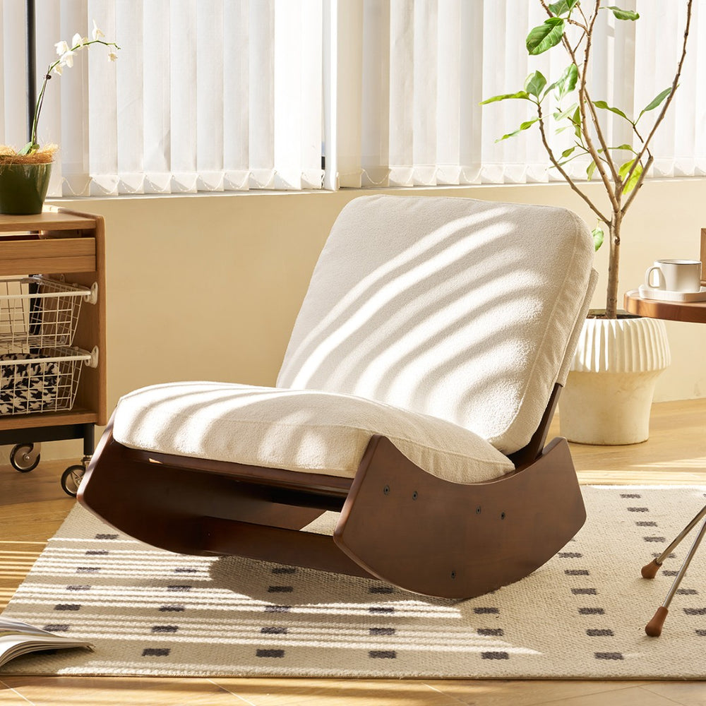 English Elm Comfortable Corduroy Glider Rocker with Solid Wood Frame for Nursery or Living Room W2105P145995