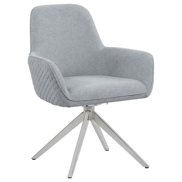 English Elm Light Grey Flare Arm Side Chair with Diamond Tufting, Deep Seat & Chrome Tapered Legs, Swivel Chic B062P153684
