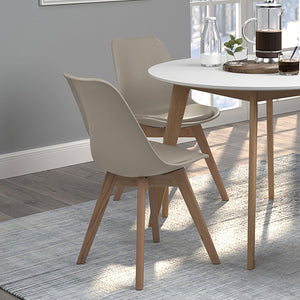 English Elm Tan Swedish Modern Padded Side Chair Set of 2 – Leatherette Upholstery, Solid Oak Splayed Legs, Cozy Design B062P153693