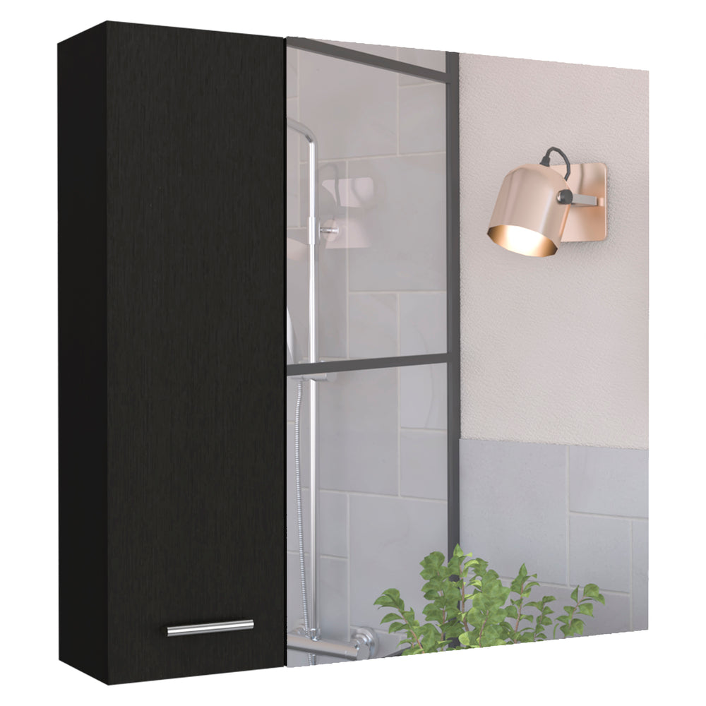 English Elm Kenya Medicine Cabinet with Mirror and Double Doors, 4 Interior Shelves for Organized Storage Black 28 L x 21 W x 5 H B128P148726