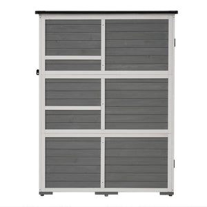 English Elm TOPMAX Outdoor 5.5ft Wood Storage Shed Cabinet with Waterproof Asphalt Roof, Lockable Doors, Sturdy White+gray SP100016AAE