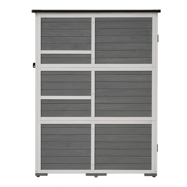 English Elm TOPMAX Outdoor 5.5ft Wood Storage Shed Cabinet with Waterproof Asphalt Roof, Lockable Doors, Sturdy White+gray SP100016AAE