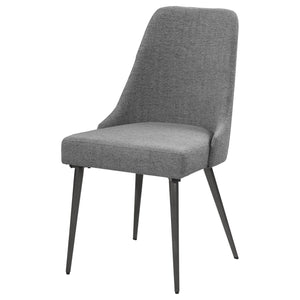 English Elm Grey Mid-Century Side Chairs Set of 2 - Gunmetal Tapered Legs, Grey Woven Fabric, Comfort-Curve Retro Chic B062P153680