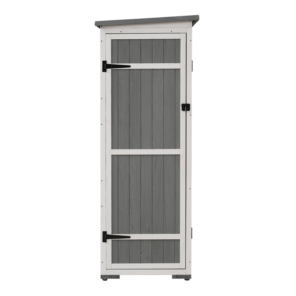 English Elm TOPMAX Outdoor 5.5ft Wood Storage Shed Cabinet with Waterproof Asphalt Roof, Lockable Doors, Sturdy White+gray SP100016AAE