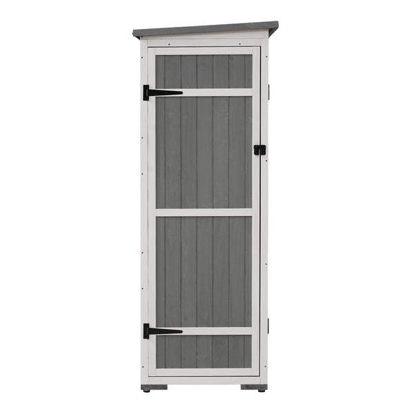 English Elm TOPMAX Outdoor 5.5ft Wood Storage Shed Cabinet with Waterproof Asphalt Roof, Lockable Doors, Sturdy White+gray SP100016AAE