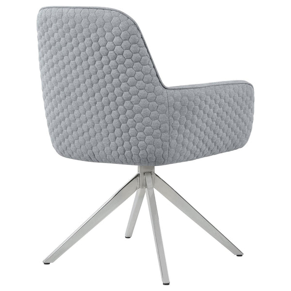 English Elm Light Grey Flare Arm Side Chair with Diamond Tufting, Deep Seat & Chrome Tapered Legs, Swivel Chic B062P153684