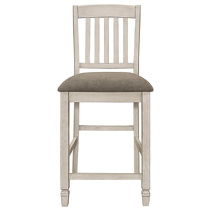 English Elm Nutmeg Rustic Cream Counter Height Chairs Set of 2 with Fossil Grey Upholstered Seats, Farmhouse Charm B062P153683
