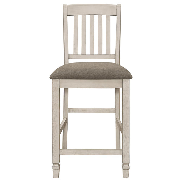 English Elm Nutmeg Rustic Cream Counter Height Chairs Set of 2 with Fossil Grey Upholstered Seats, Farmhouse Charm B062P153683