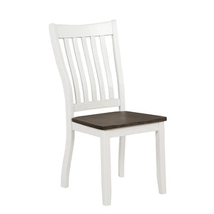 English Elm Espresso Slat Back Dining Chairs Set of 2 with Rustic White Frame, Contrasting Wood Seat, 39.25" H B062P153676